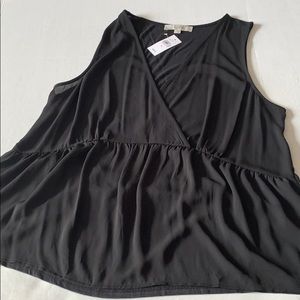 LOFT Mixed Media Black Top NWT